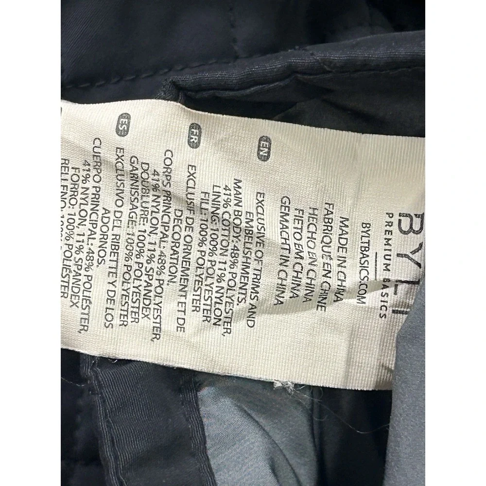 BYLT Quilted Bomber Jacket Mens Small Black Quilted Puffer Premium Basics
